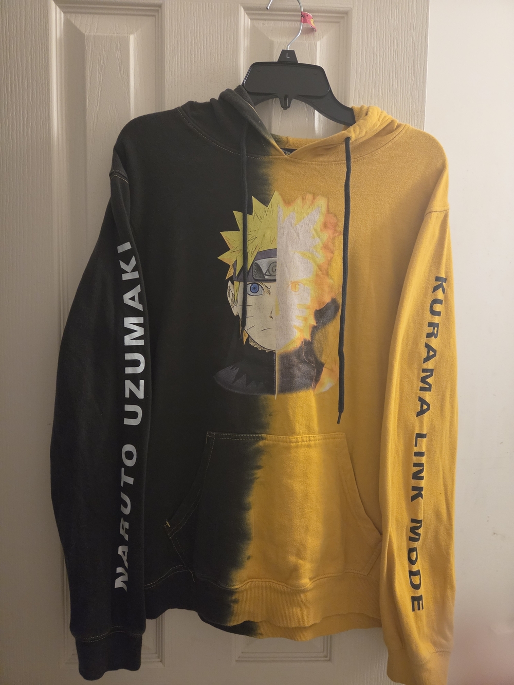 Naruto Split-Color Hoodie Sweatshirt - Black & Yellow